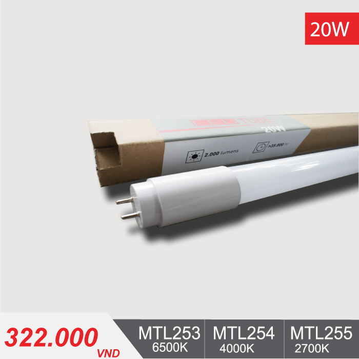 Đèn LED Tube T8 20W/1m2 MTL253/MTL254/MTL255